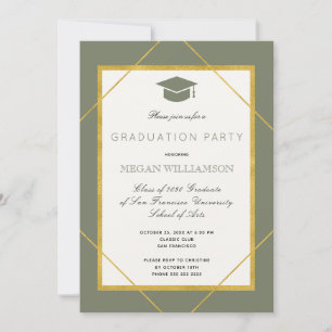 Invitation Élégante partie de graduation en or de l'écriture 