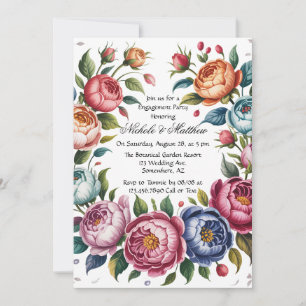 Invitation Élégante Partie d'engagement de la couronne floral