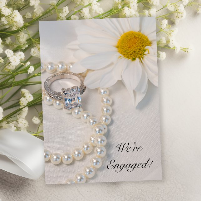 Invitation Élégante partie d'engagement de la marguerite blan (Créateur téléchargé)