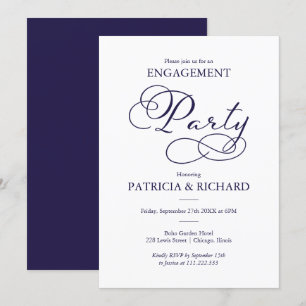 Invitation Élégante Partie d'engagement de la Marine Bleue Sc