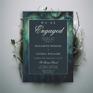 Invitation Élégante partie d'engagement d'émeraude forestière