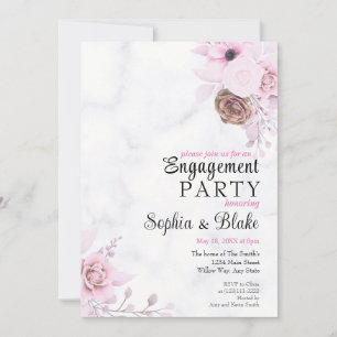 Invitation Élégante Partie d'engagement en marbre rose