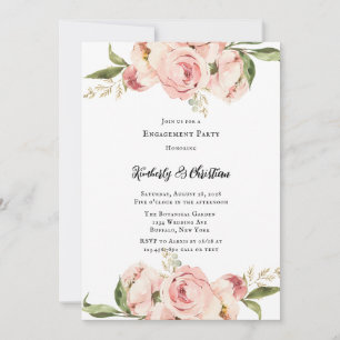 Invitation Élégante partie d'engagement florale Pink Peony