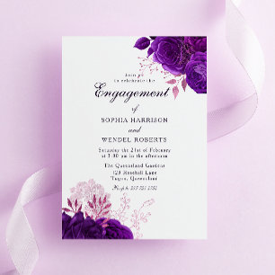 Invitation Élégante Partie d'engagement Rose Vintage violet