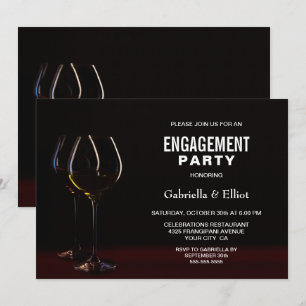 Invitation Élégante Partie d'engagement Verre à Vin