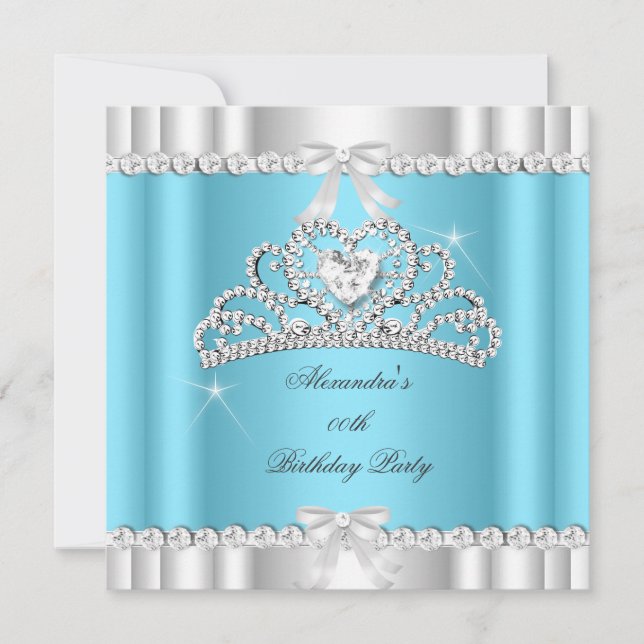Invitation Elégante Parties scintillant Blue Glamor Silver Ti (Devant)