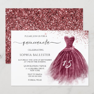 Invitation Elégante Parties scintillant bourguignonne Gown Qu