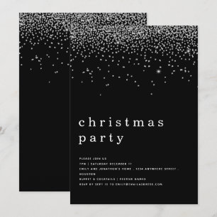 Invitation Elégante Parties scintillant d'argent Noir fête de