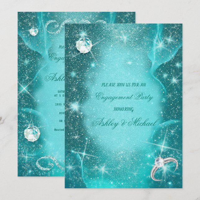 Invitation élégante parties scintillant de diamants cosmopoli (Devant / Derrière)