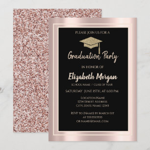 Invitation Élégante Parties scintillant de diplôme Cap Rose P
