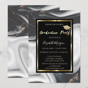 Invitation Élégante Parties scintillant de marbre Graduation