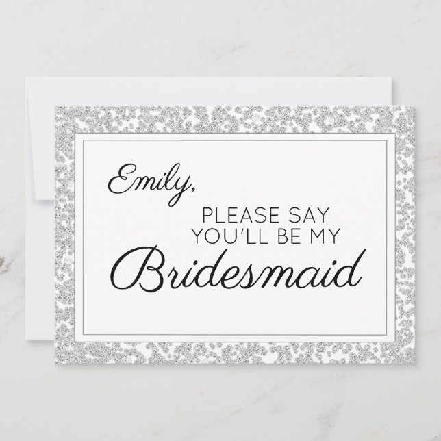 Invitation Élégante Parties scintillant Diamant Argent Brides (Devant)