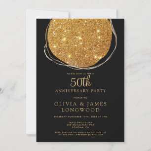 Invitation Élégante Parties scintillant d'or 50e anniversaire