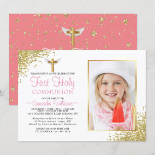 Invitation Elégante Parties scintillant d'or photo première c