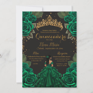 Invitation Elégante Parties scintillant d'or Rose de Quinceañ