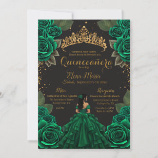 Invitation Elégante Parties scintillant d'or Rose de Quinceañ