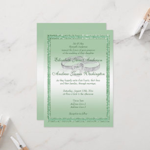 Invitation Elégante Parties scintillant émeraude et anneaux M