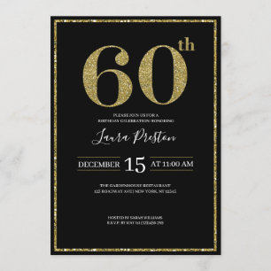 Invitation Élégante Parties scintillant Gold 60e anniversaire