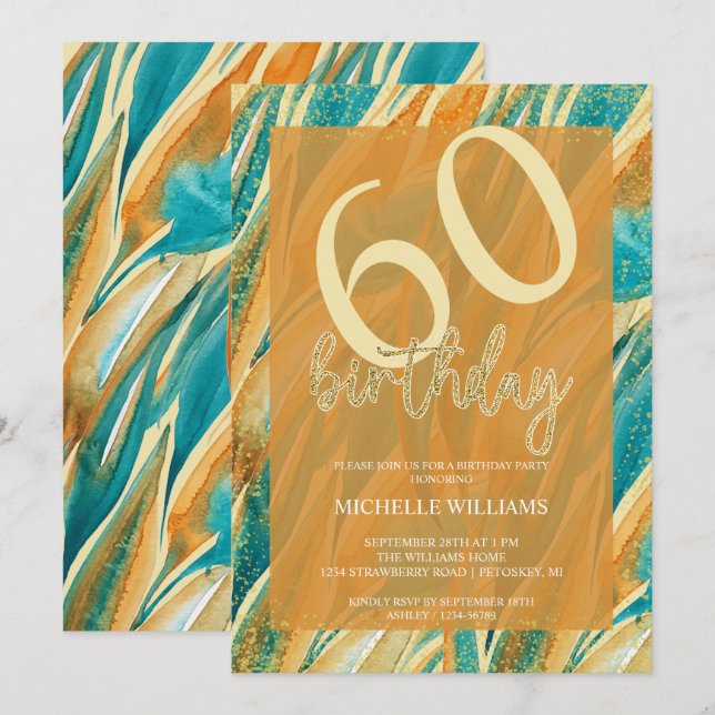 Invitation Élégante Parties scintillant Gold Calligraphie Ann (Devant / Derrière)