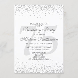 Invitation Elégante Parties scintillant gris argent blanc 75e