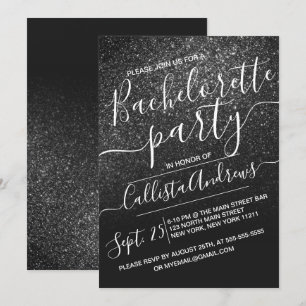 Invitation Elégante Parties scintillant noire brillante Ombre