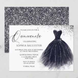 Invitation Elégante Parties scintillant noire Vintage Gown Qu