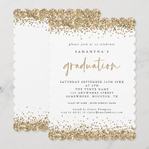 Invitation Élégante Parties scintillant Or Bordure Graduation