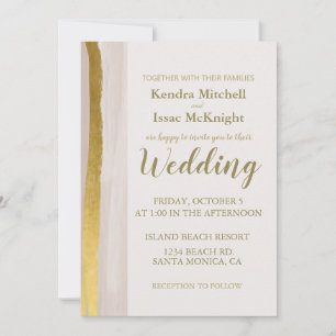 Invitation Elégante Parties scintillant Or Crème Classy Invit