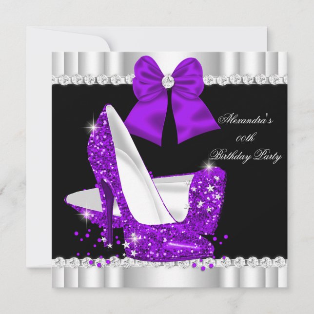 Invitation Élégante Parties scintillant Purple Glamor Haut ta (Devant)