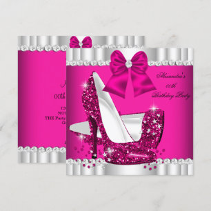 Invitation Élégante Parties scintillant rose blanc brillant h