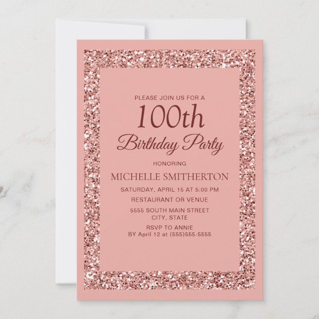 Invitation Élégante Parties scintillant rose étincelante femm (Devant)