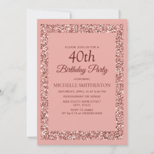 Invitation Élégante Parties scintillant rose étincelante femm