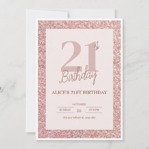 Invitation Élégante Parties scintillant Rose Gold 21e anniver