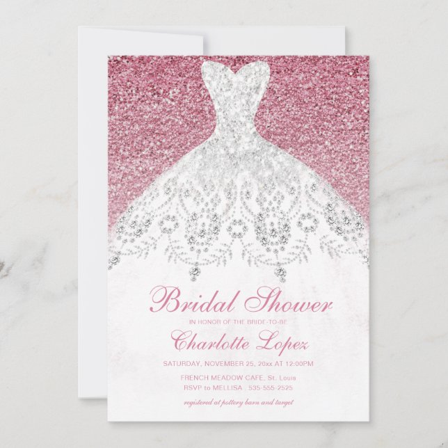 Invitation Élégante Parties scintillant rose Mariage Fête des (Devant)