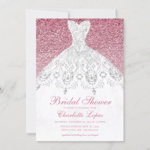 Invitation Élégante Parties scintillant rose Mariage Fête des