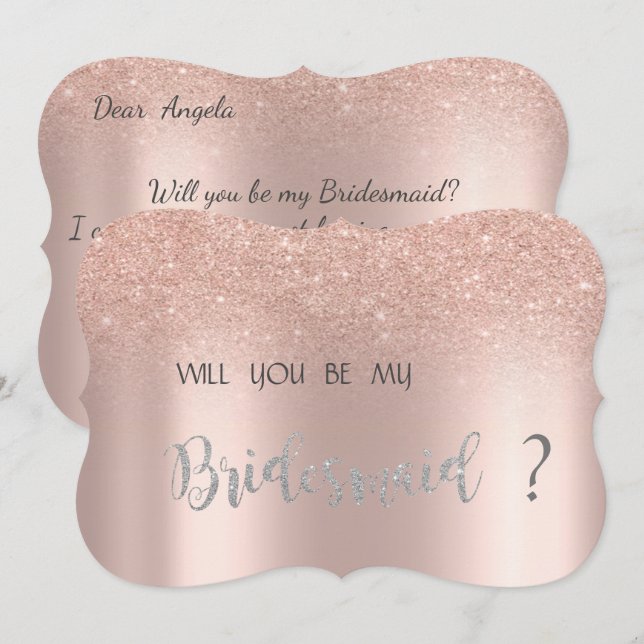 Invitation Elégante Parties scintillant Rose or Bokeh Bridesm (Devant / Derrière)