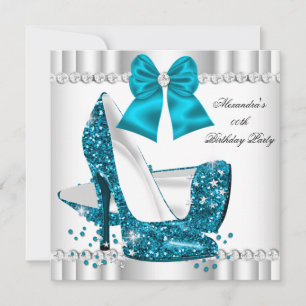 Invitation Elégante Parties scintillant Turquoise Blue Glamor