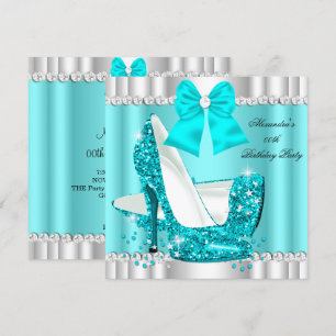 Invitation Elégante Parties scintillant Turquoise Blue Glamor