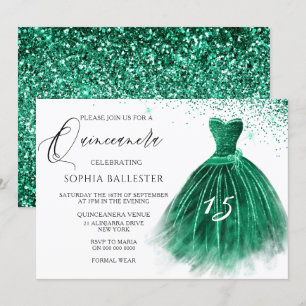 Invitation Elégante Parties scintillant verte Turquoise Gown 