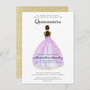 Invitation Elégante Parties scintillant violet et or Quincean