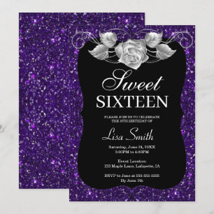 Invitation Élégante Parties scintillant violette chic Douceur