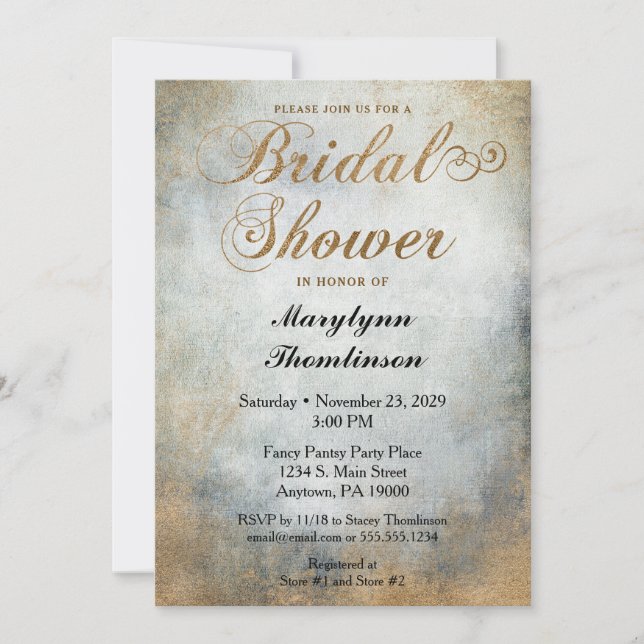 Invitation Élégante Peinte Cuivre nuptiale Douche  (Devant)