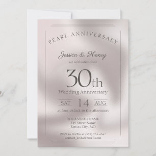 Invitation Élégante Perle 30e anniversaire de mariage