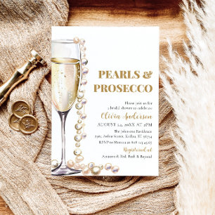 Invitation Elégante perles d'or et Fête des mariées de poursu