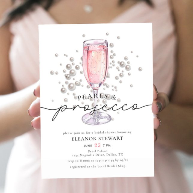 Invitation Elégante perles roses et Fête des mariées de pours (Créateur téléchargé)