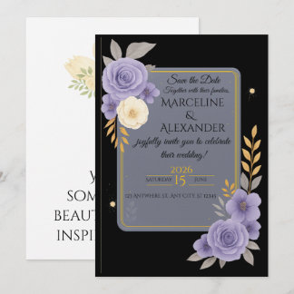 Invitation élégante personnalisée lavande et gris 