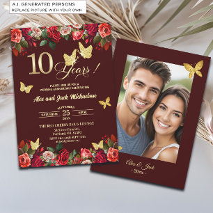 Invitation Élégante Photo d'anniversaire de mariage de 10 ans