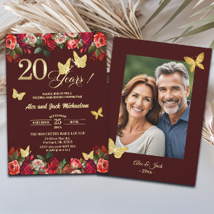 Invitation Élégante Photo d'anniversaire de mariage de 20 ans
