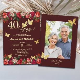 Invitation Élégante Photo d'anniversaire de mariage de 40 ans