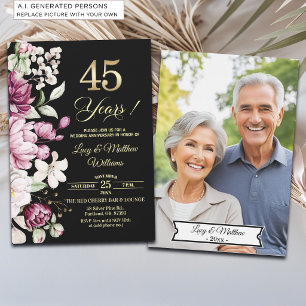 Invitation Élégante Photo d'anniversaire de mariage de 45 ans